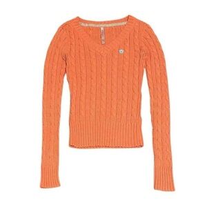 y2k Aeropostale orange cable knit sweater